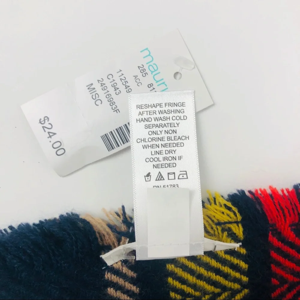 NWT MAURICES Women’s Winter Scarf 54” x 54” Multi Color Plaid - Picture 6 of 8